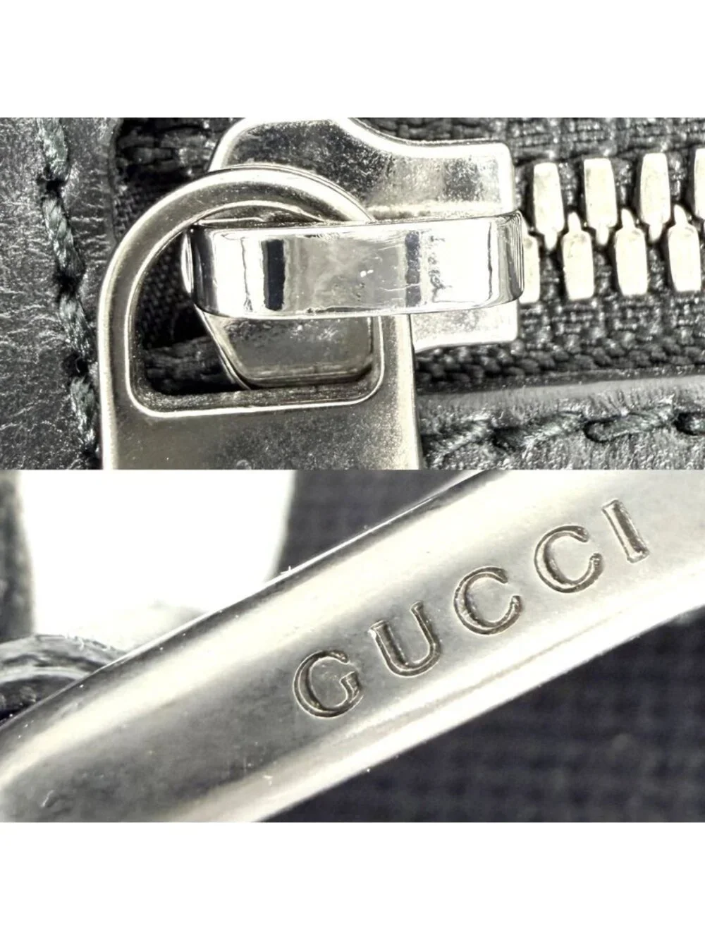 Gucci Shoulder Bag Crossbody GG Supreme Canvas Leather Black Gray